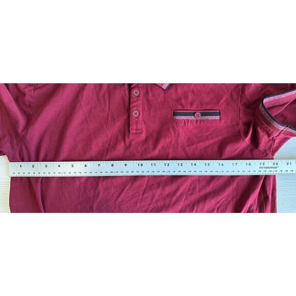 Scott James Collared Men's Size L Burgundy Front Pocket Polo Shirt - Picture 2 of 6